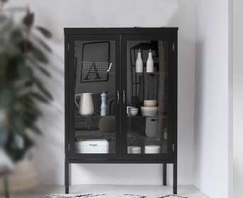 40x165cm Color Negro muebles bonitos Vitrina Luke V6 
